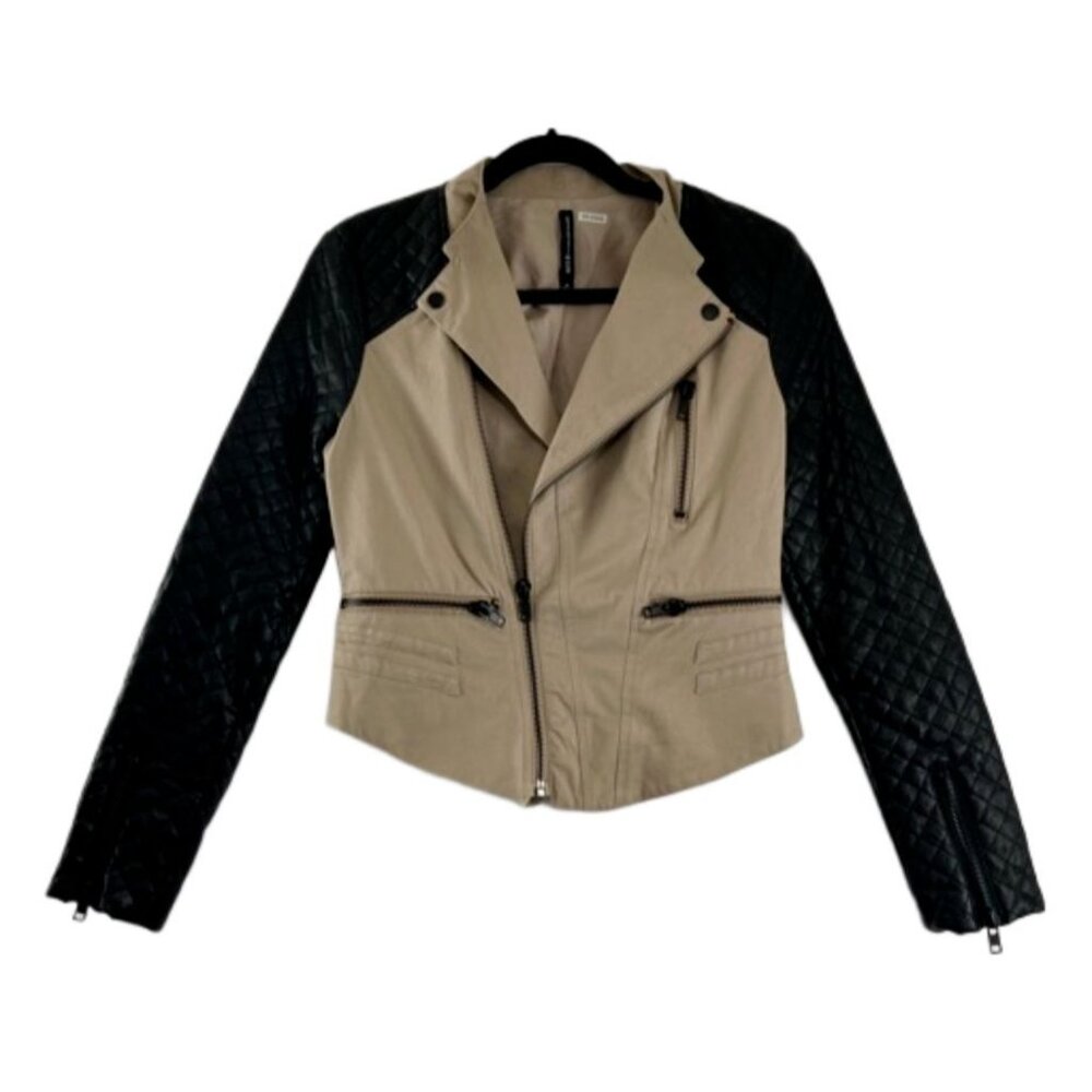 Walter Baker Moto Vegan Biker Jacket Womens Size XS Quilted Arms